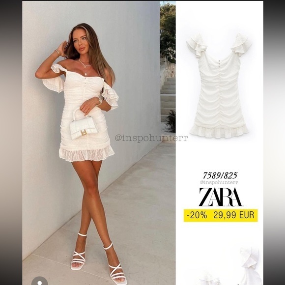 Zara Dresses & Skirts - Zara Swiss dot draped dress